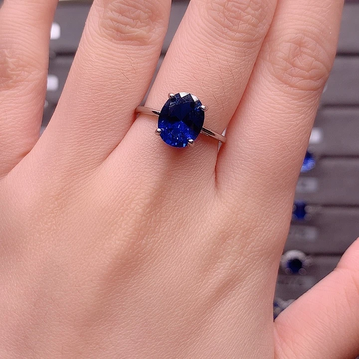 戒指银S925镶嵌蓝宝石