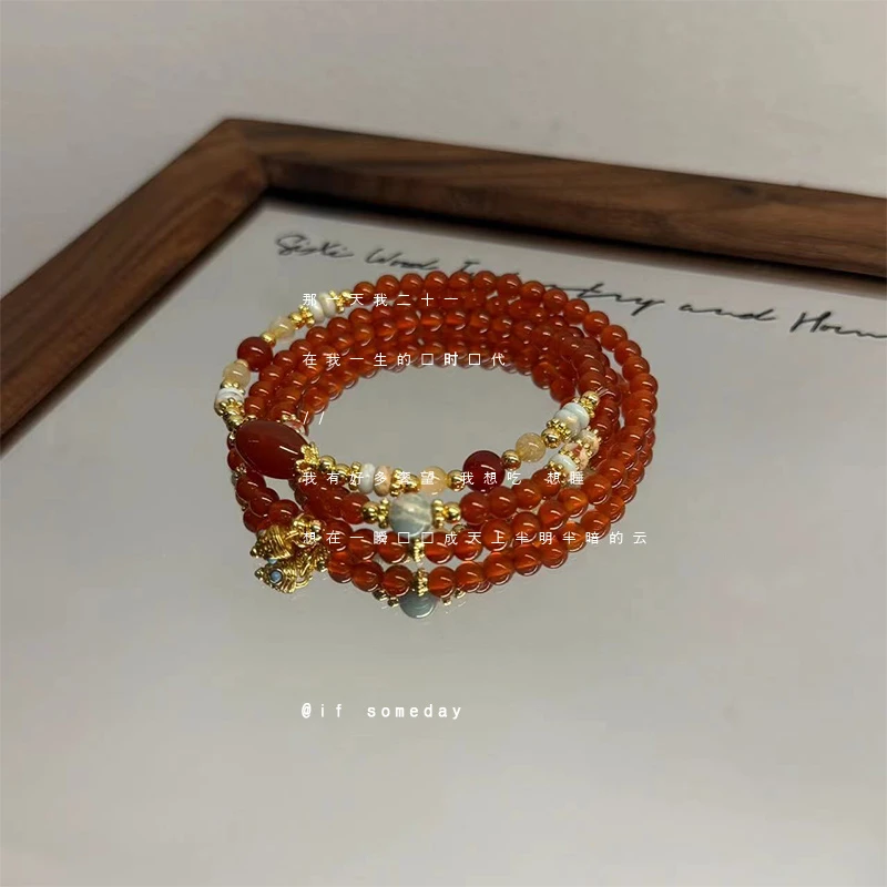 【晚朱】小众百搭设计感时尚个性玛瑙手链1030-14