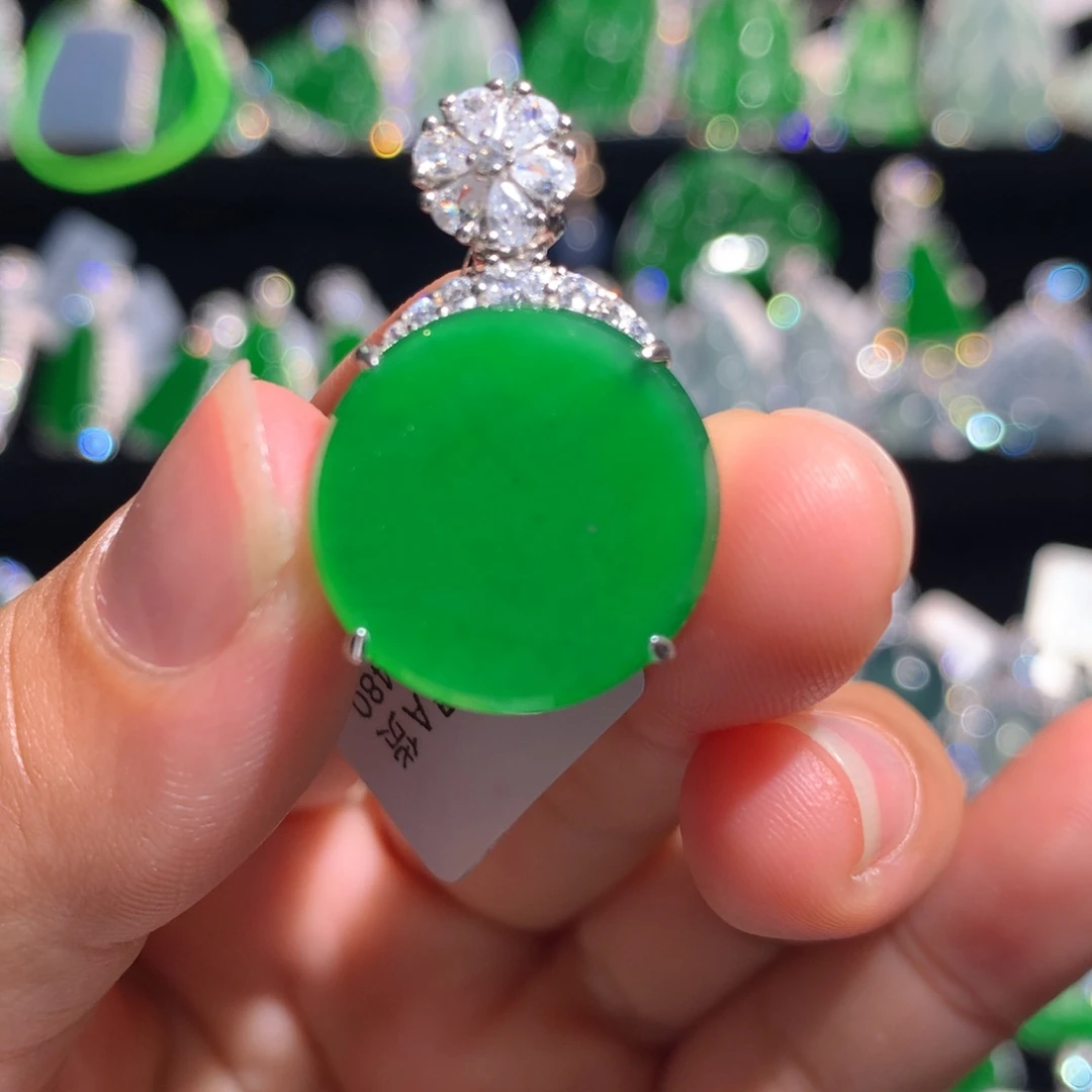 【闪购商品】翡翠银S925镶嵌颈饰天然翡翠