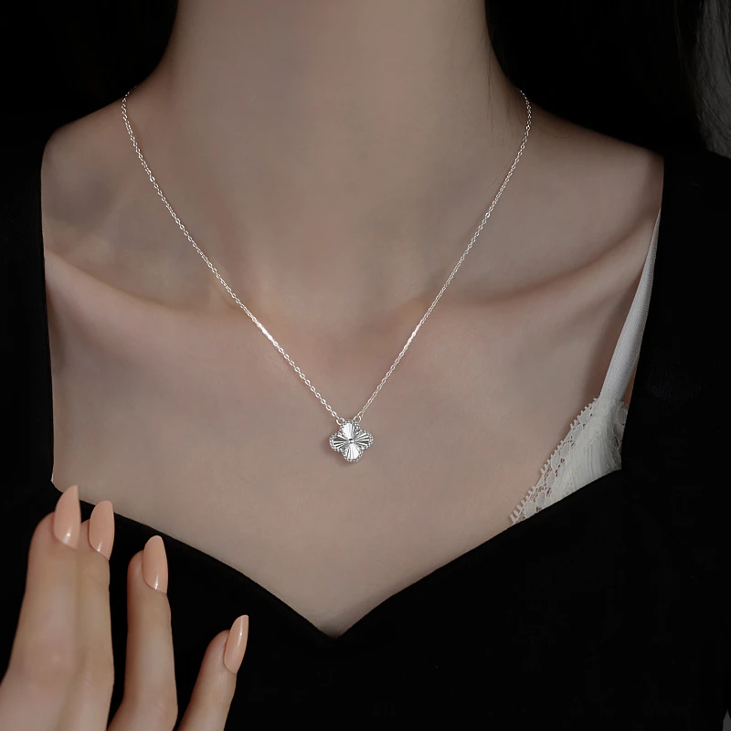 坠链均足银 999纯银四叶草项链女2025新款爆款轻奢小众高级锁骨链