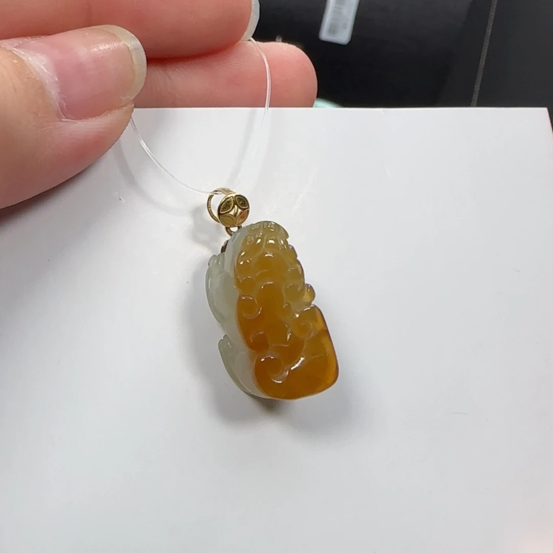 吊坠(不含链)18K金镶嵌翡翠