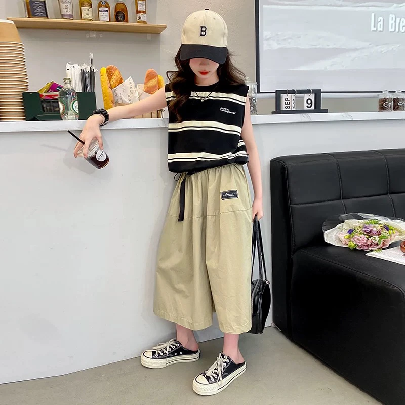夏季女童背心休闲裤套装