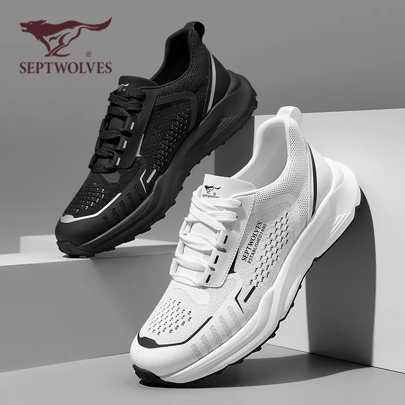 七匹狼正品男鞋秋季户外休闲跑步鞋男网面透气飞织运动鞋轻便防滑