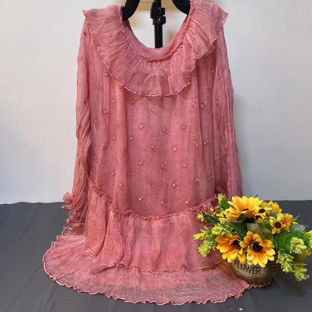 桑蚕丝重工刺秀小衫