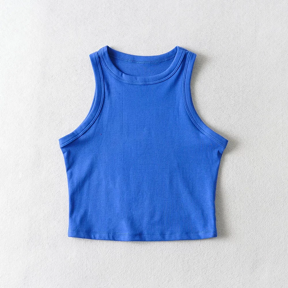 纯色窄肩小背心美式小众短款露脐高腰修身无袖外穿打底小上衣女夏