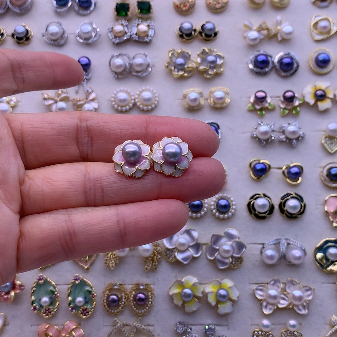 淡水珍珠耳饰合金