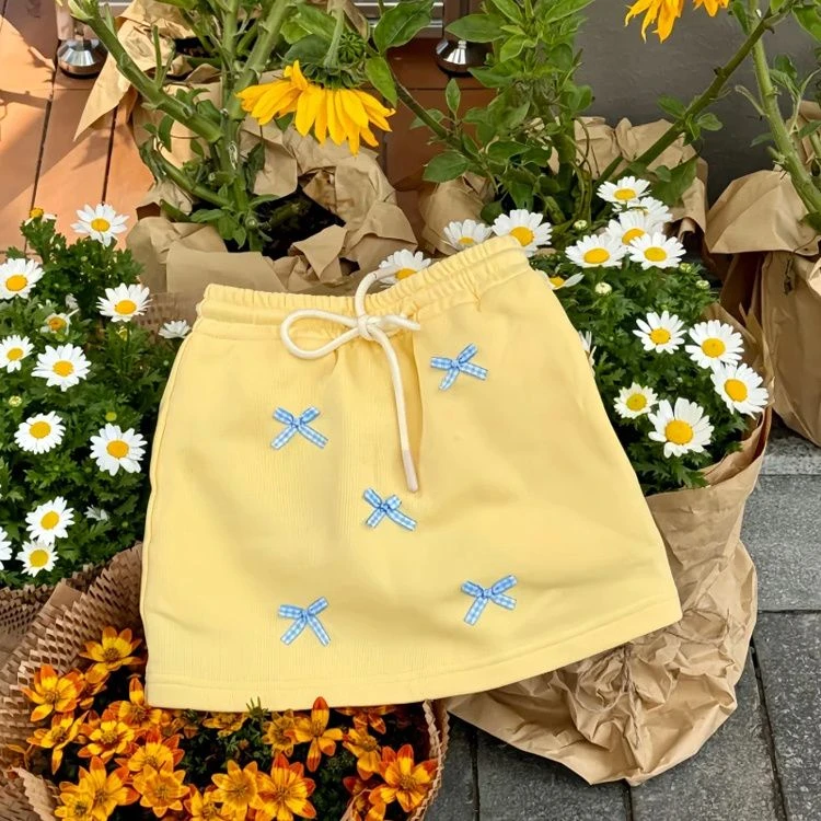 女童韩系洋气多巴胺穿搭儿童女宝宝小众可爱甜美系蝴蝶结半身裙裤