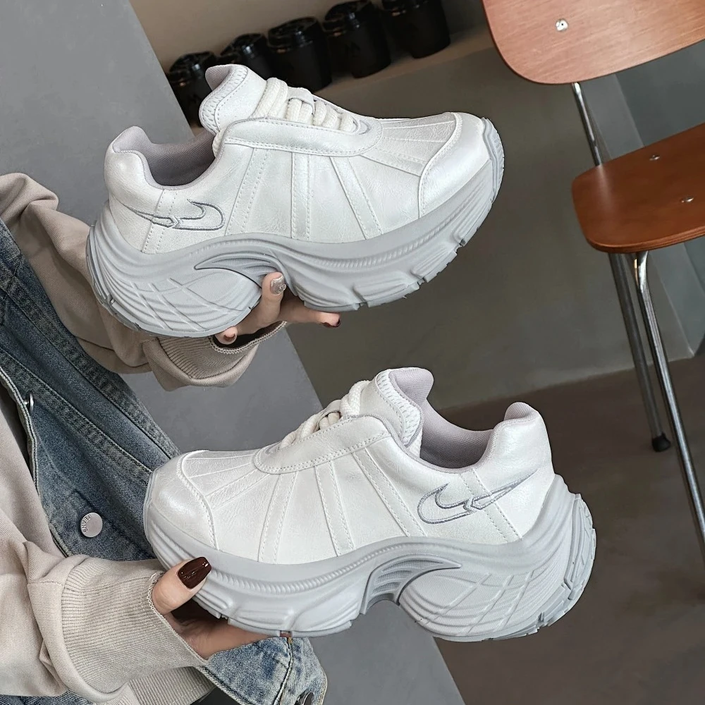 白月光老爹鞋女厚底白银色运动休闲鞋2025春季新款百搭阿甘鞋