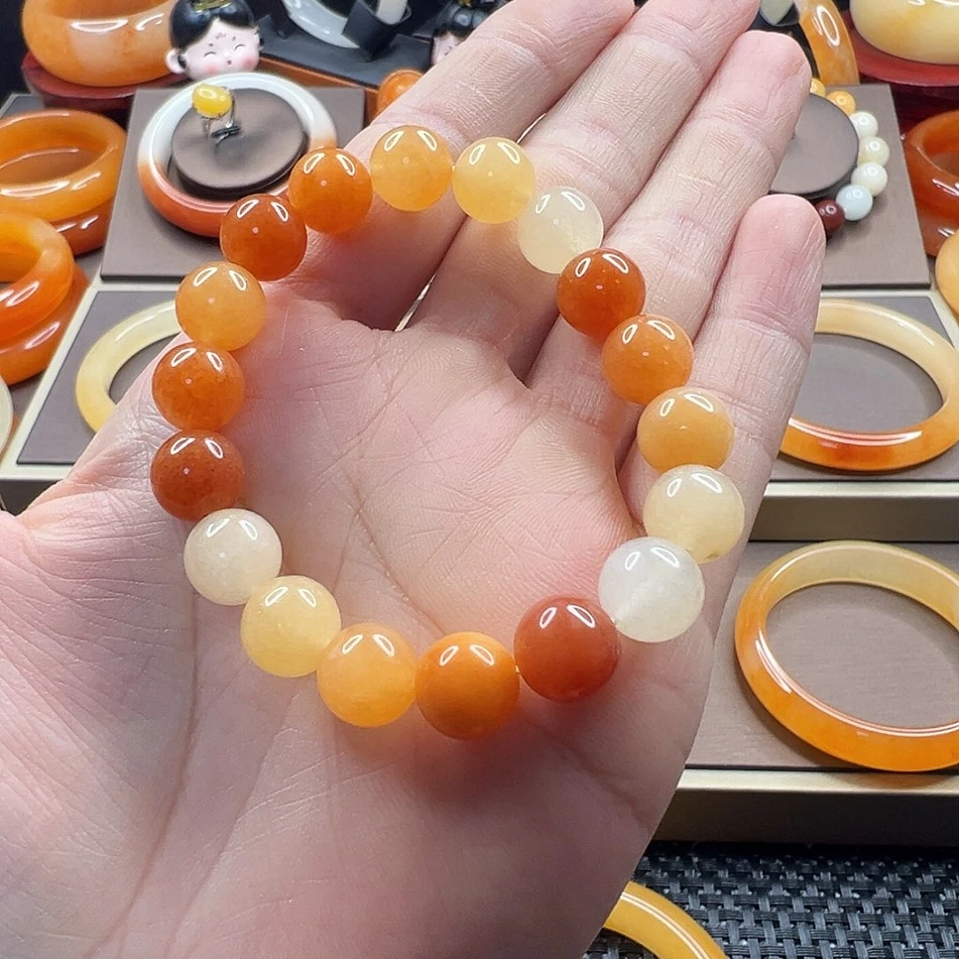 嗯***！石英质玉（黄龙玉）未镶嵌手串