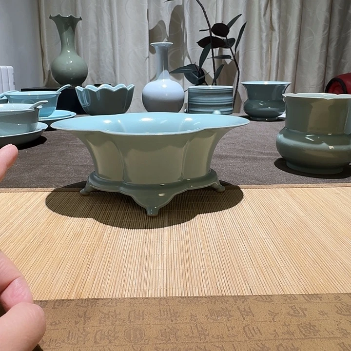 杯子全手工，海棠盘