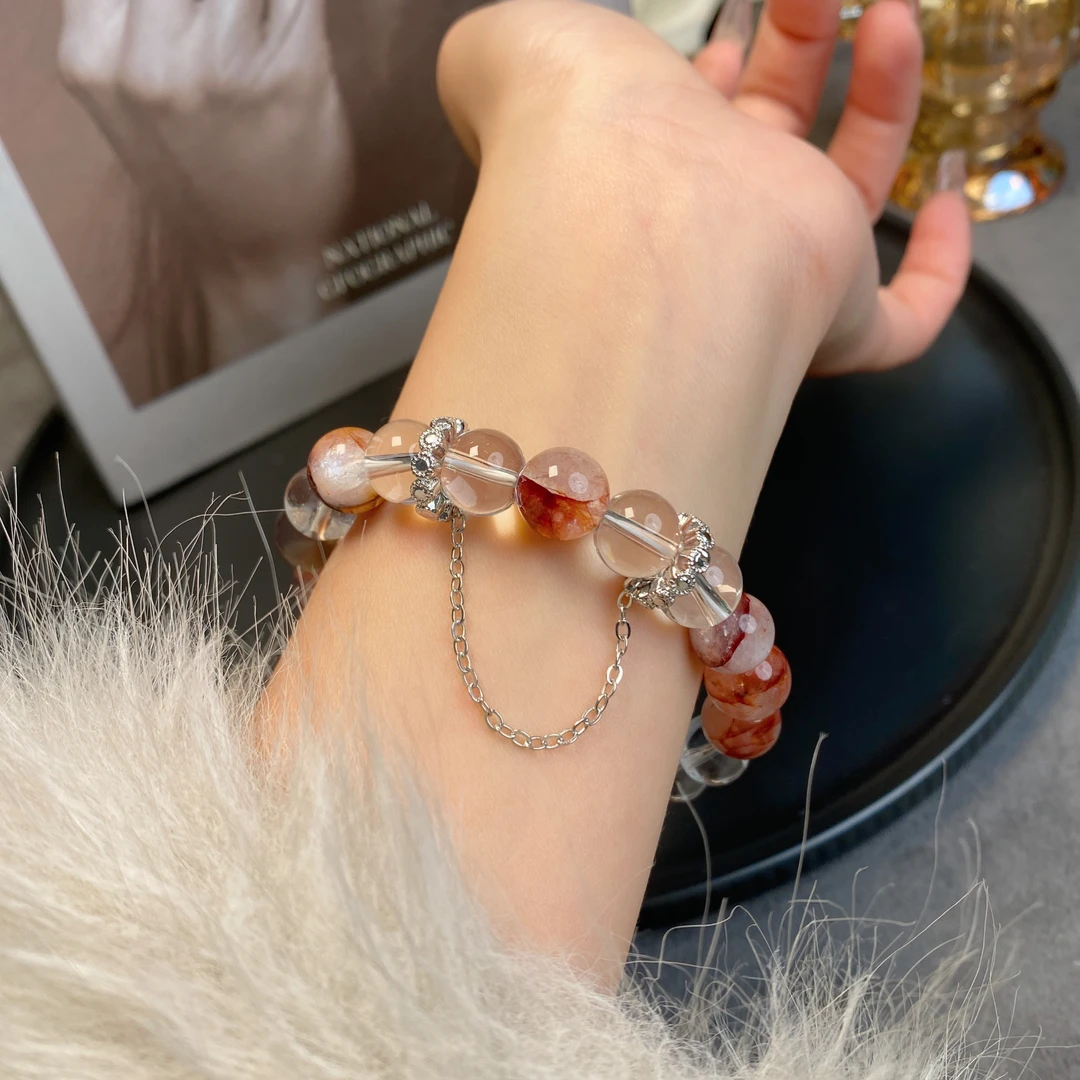 天然红胶花水晶时尚百搭手串手链女A0026