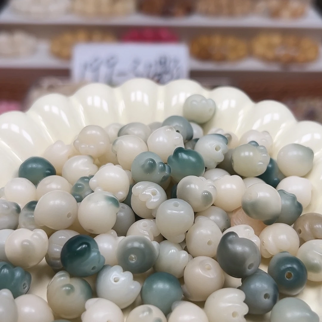 菩提根/象牙果手串微瑕卡12海盐蓝50颗