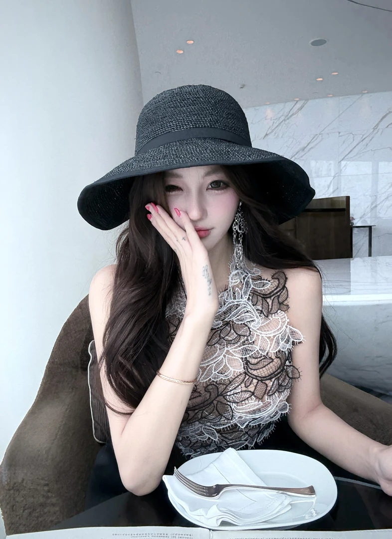 WW定制「舞夜小调」蕾丝时尚百搭打底女士夏季小众设计上衣半裙套装