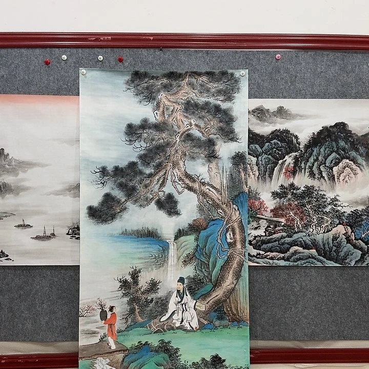 国画手绘国画松下高士图