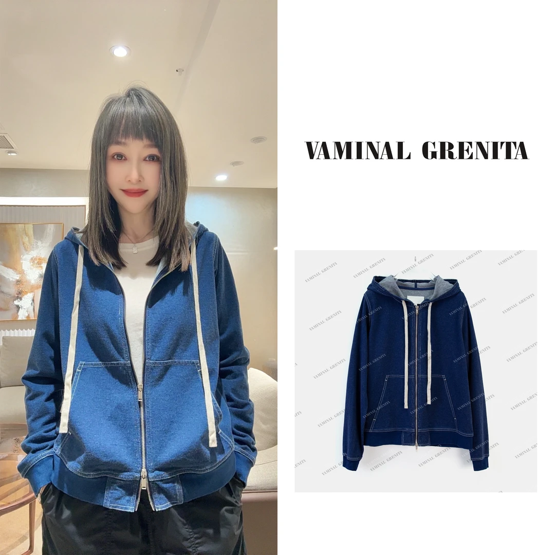 VAMINAL GRENITA "休闲百搭" 复古针织牛仔连帽衫 VGA91892