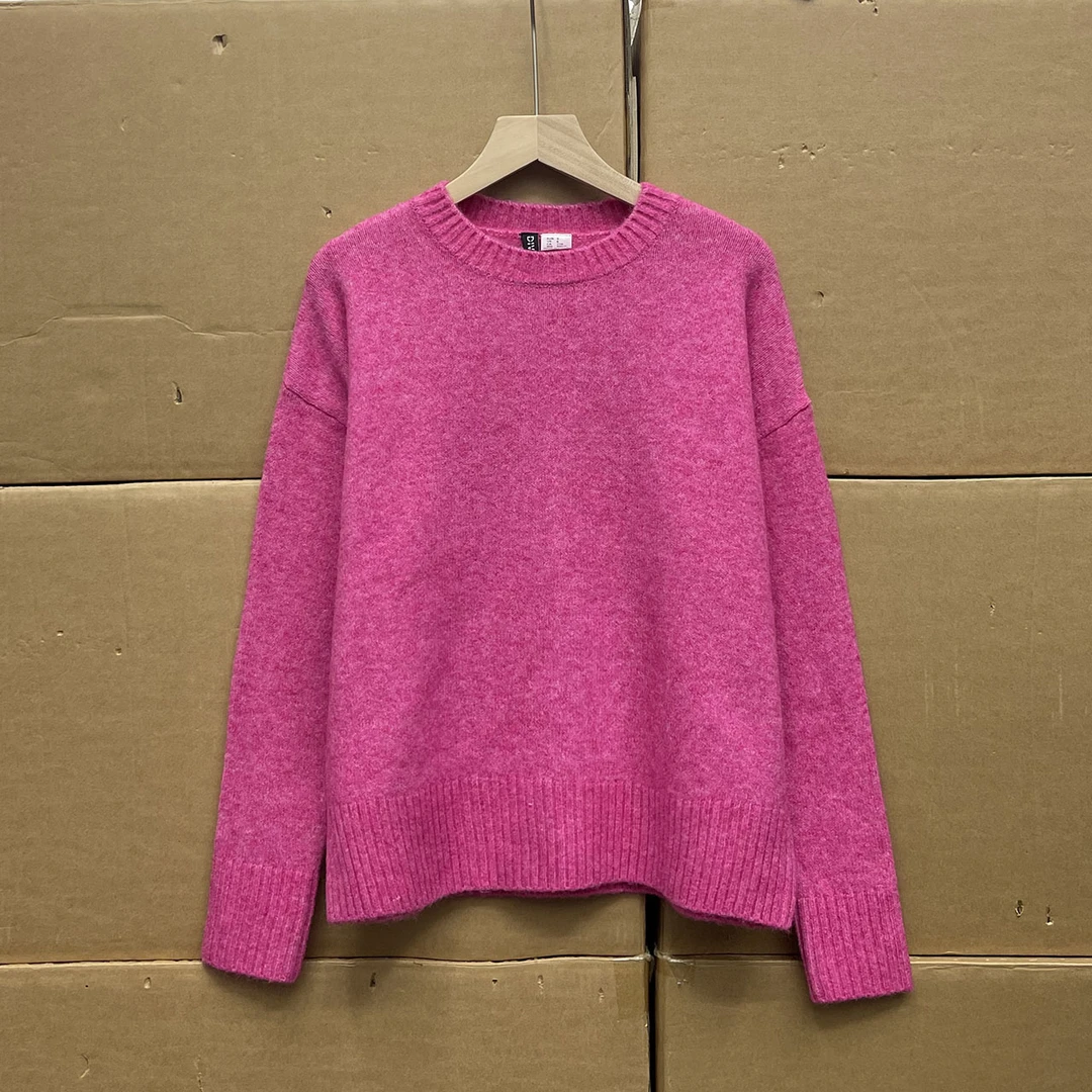 外贸沅货！！瑞典单！柜子货秋冬纯色毛衣基础显白圆领套头针织衫女