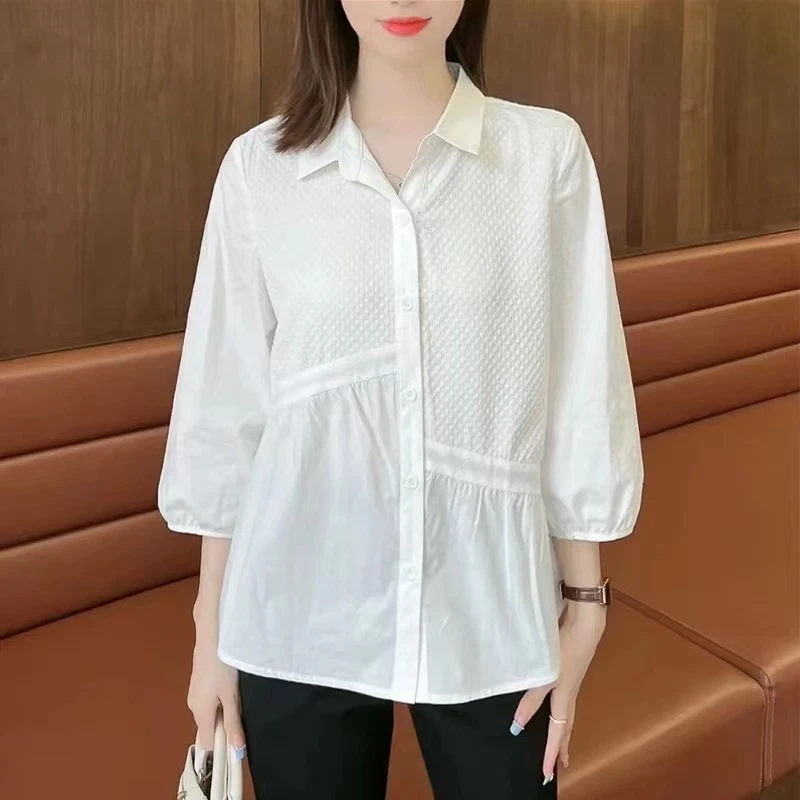 2025秋款设计宽松遮肚减龄七分袖衬衫QYCB1110