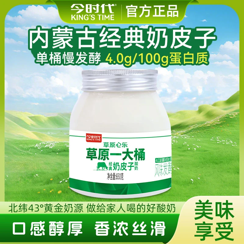 今时代草原一大桶经典奶皮子酸奶低温活菌好喝美味适合早餐