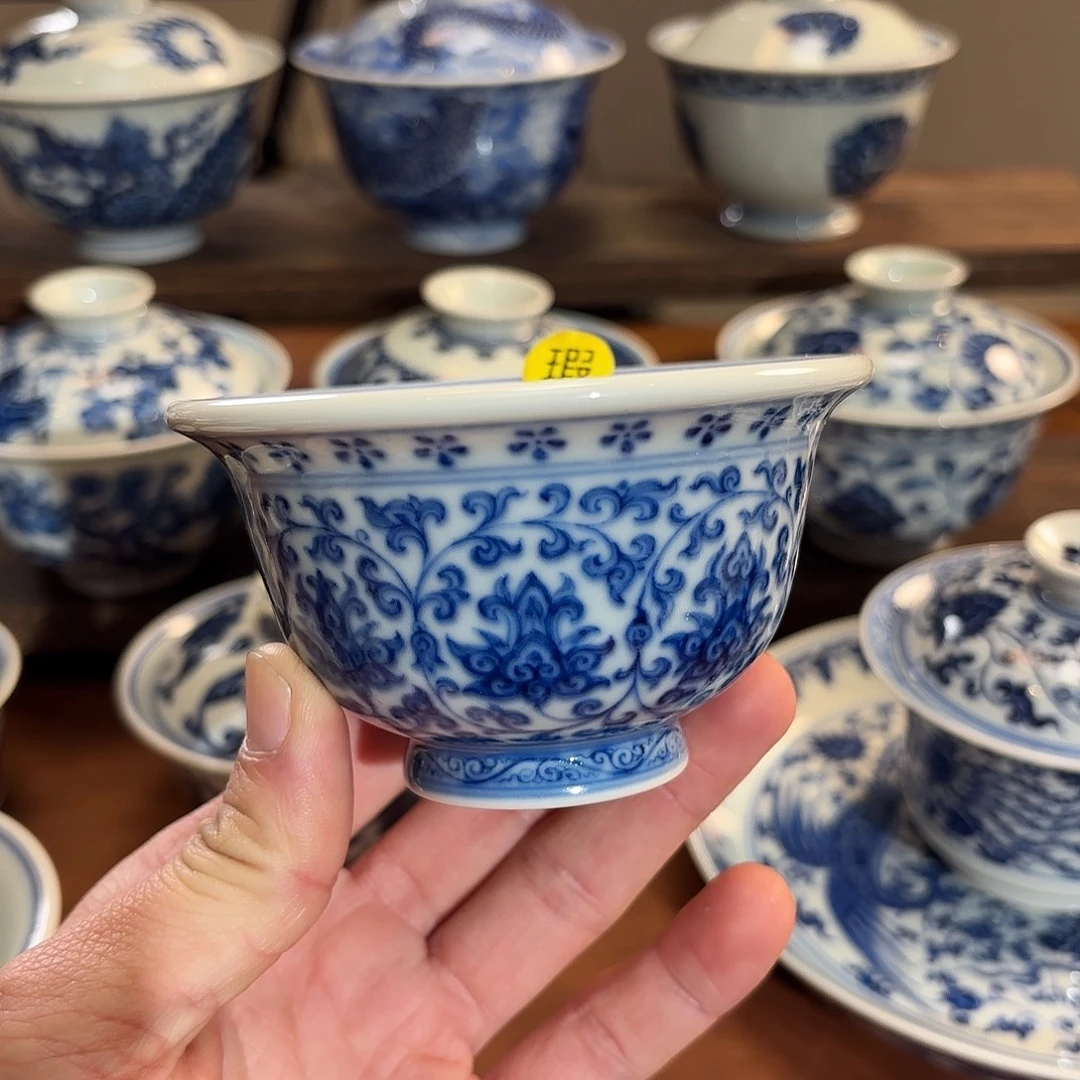 景德镇纯手工手绘柴窑压手杯