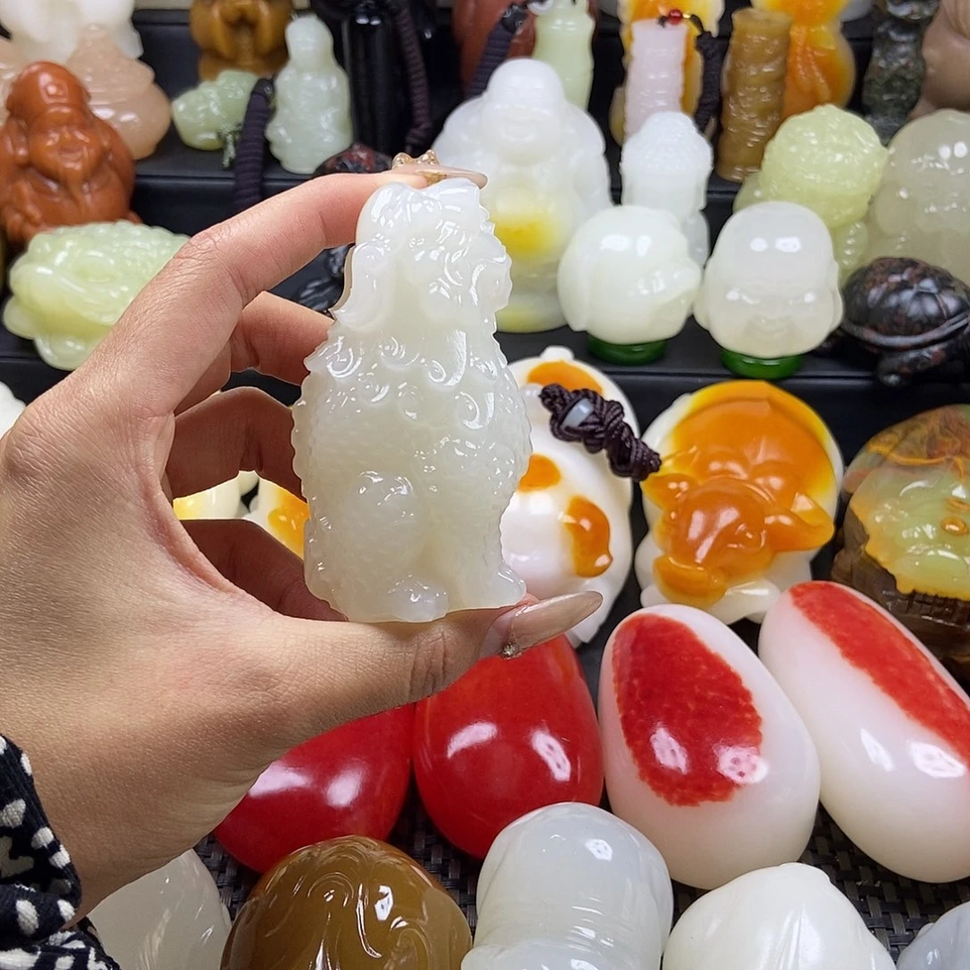 无花朵原石雕刻把件