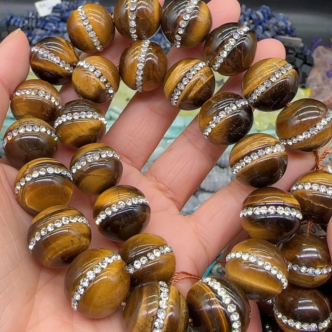 玛瑙/玉髓合金珠宝半成品虎眼16mm一条