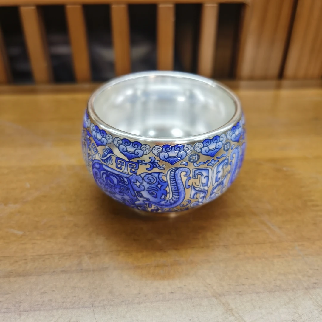 敦煌印象金银功夫茶具套装高档创意中国风银茶壶茶杯D1052