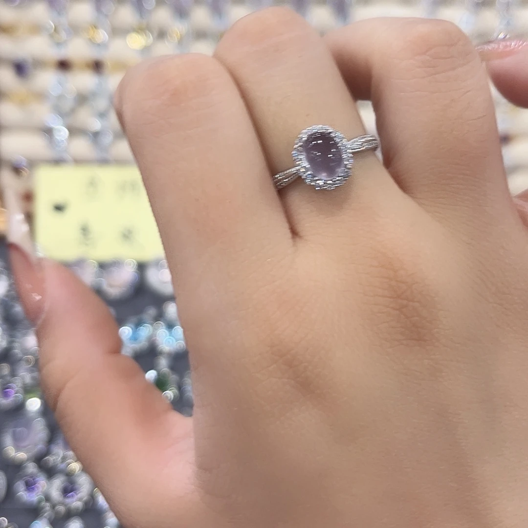 戒指萤石银S925镶嵌