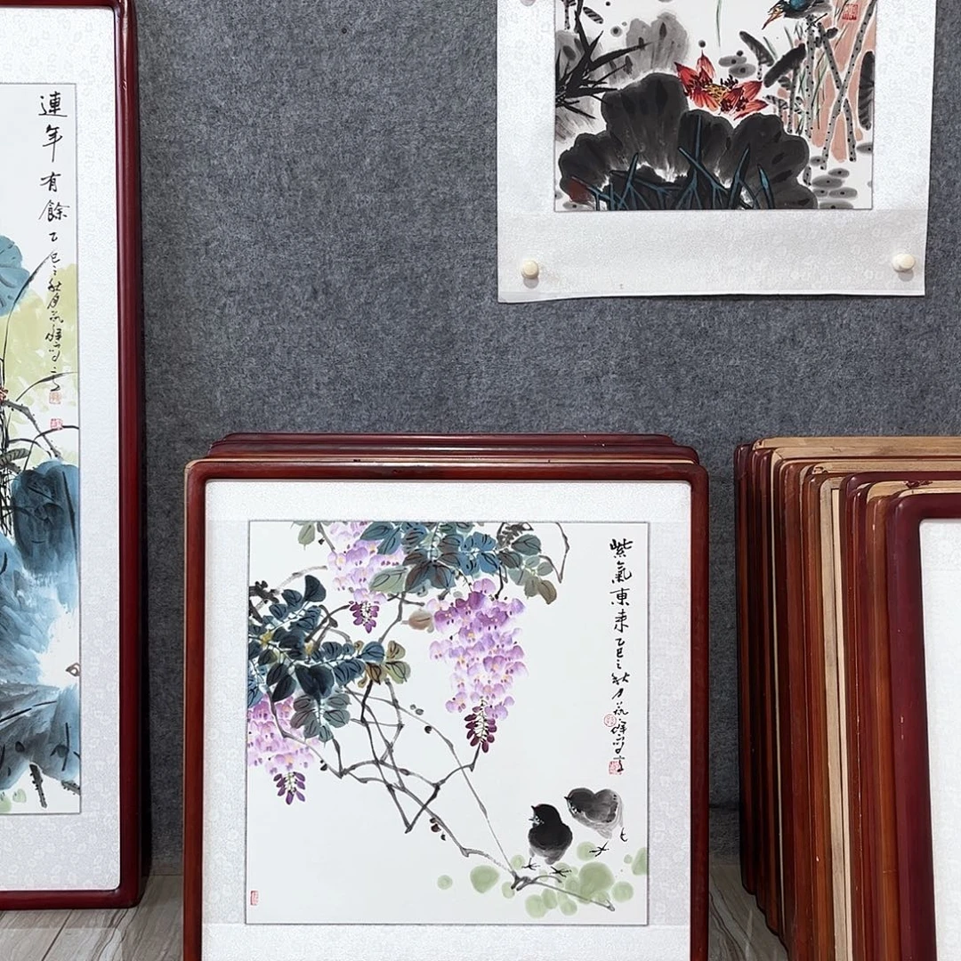 国画书画作品带框63×63