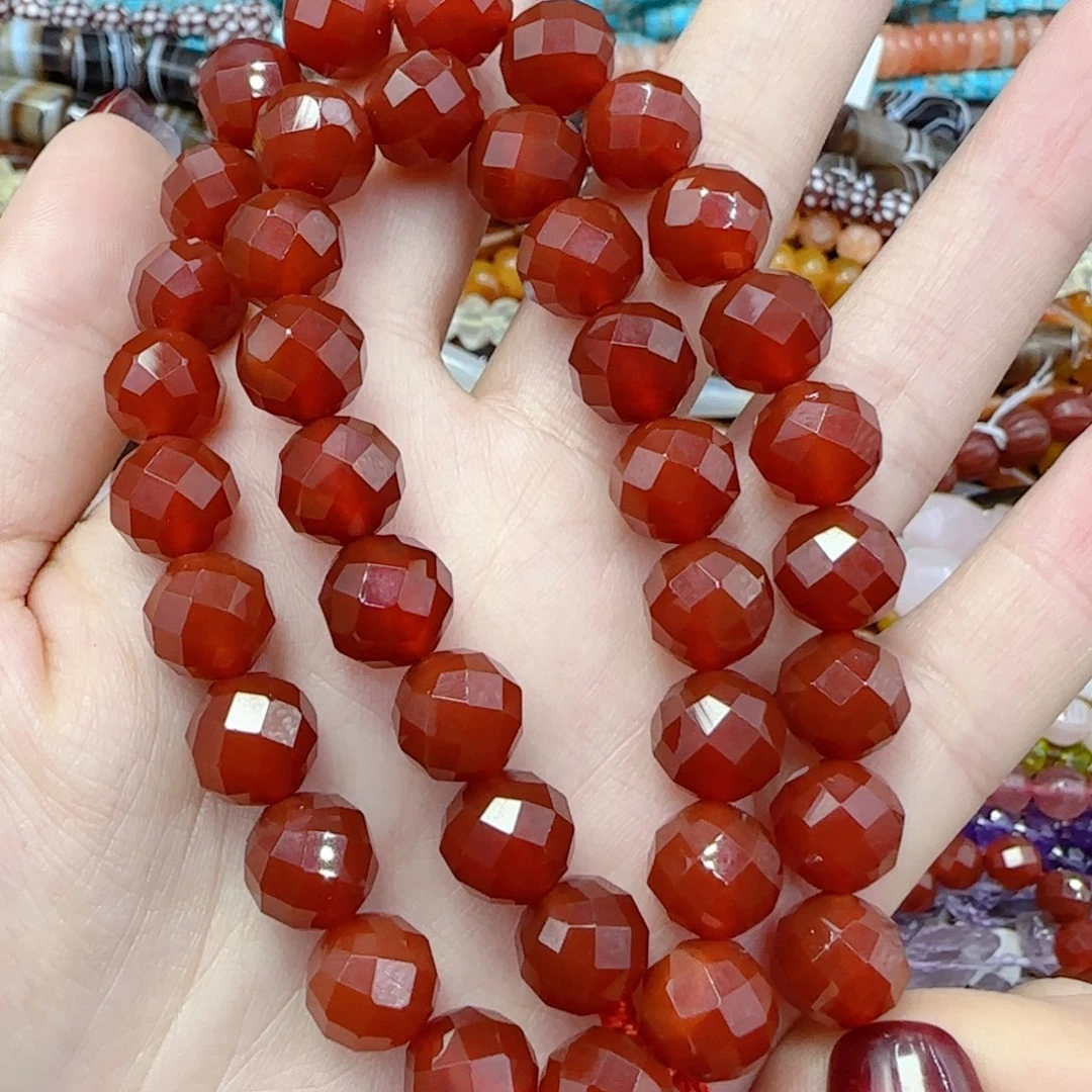 玛瑙/玉髓珠宝半成品未镶嵌红玛瑙切面一条卡十