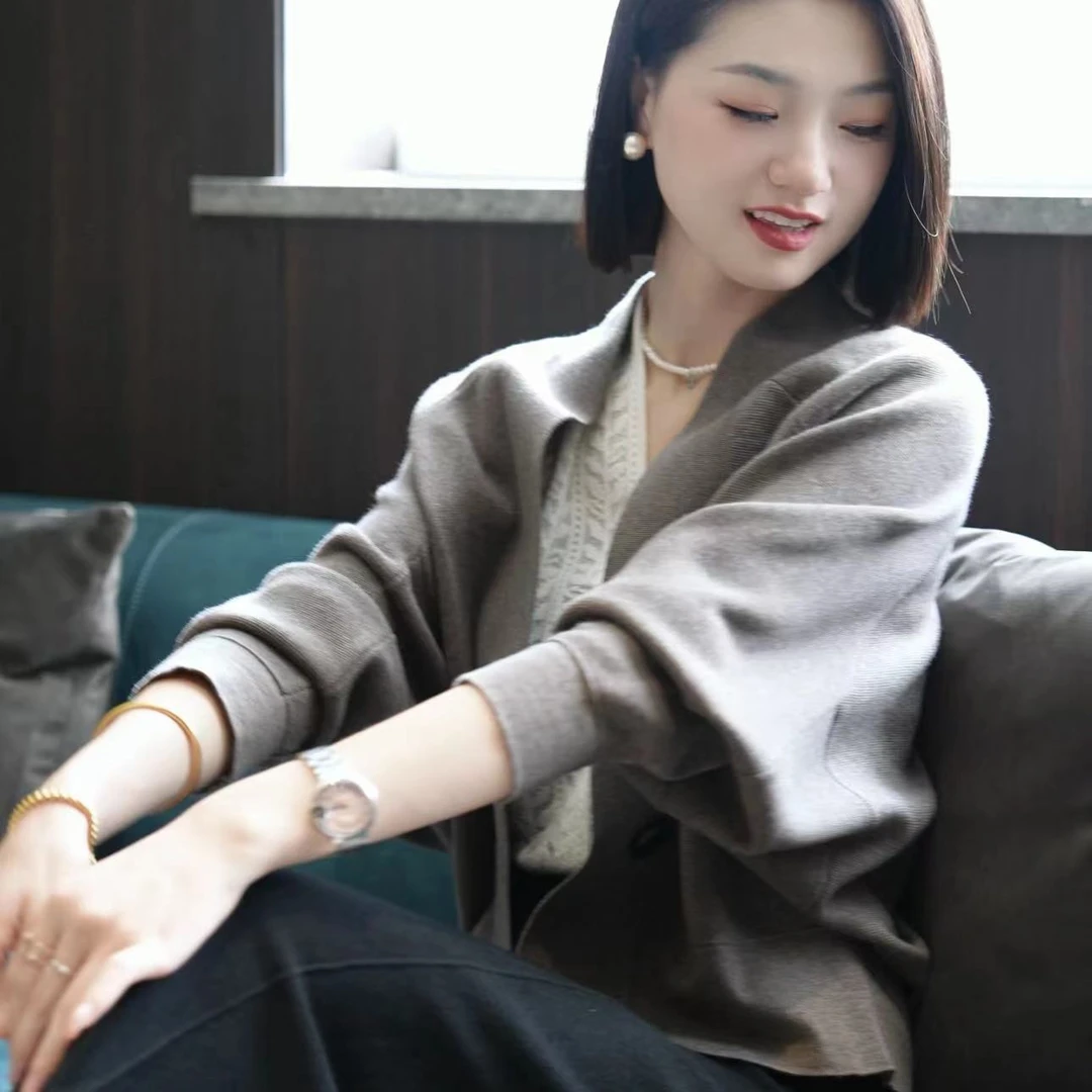 【浴袍风】休闲网红纯色秋冬长袖针织衫MG7165