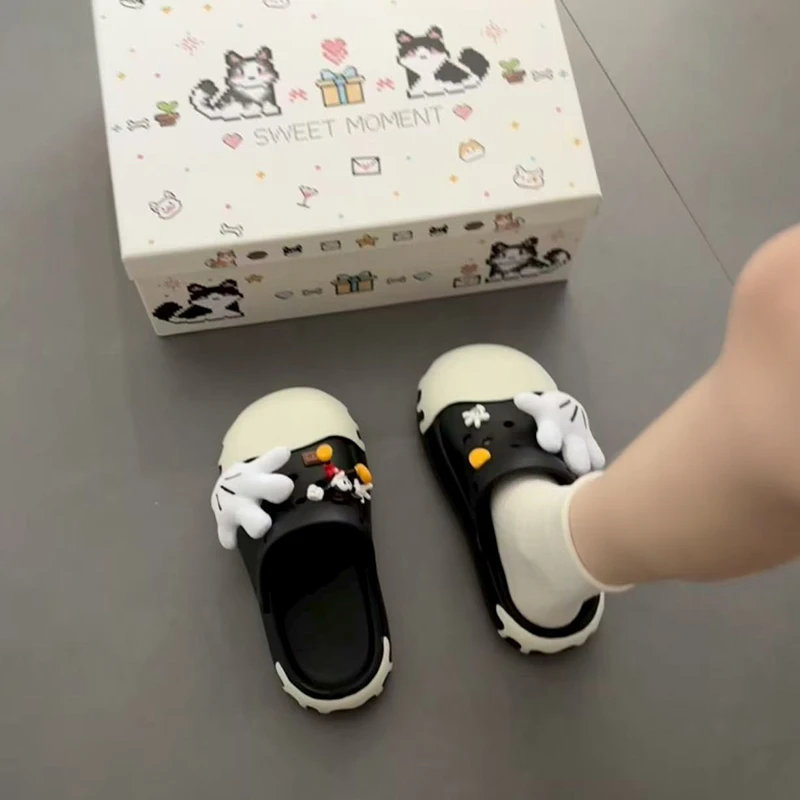 上班新搭子！趣味大手掌ns洞洞鞋女厚底增高防滑凉鞋沙滩包头拖鞋