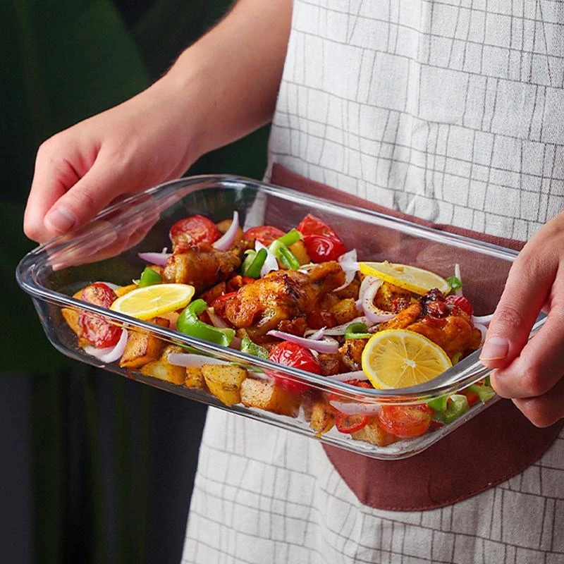 家用烤箱烤盘玻璃大可蒸鱼盘微波炉加热专用菜盘耐高温餐盘子器皿