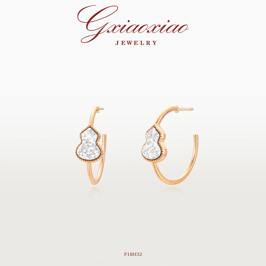 G XIAOXIAO合成锆石【满星葫芦】气质高级优雅百搭葫芦耳环 F18H32