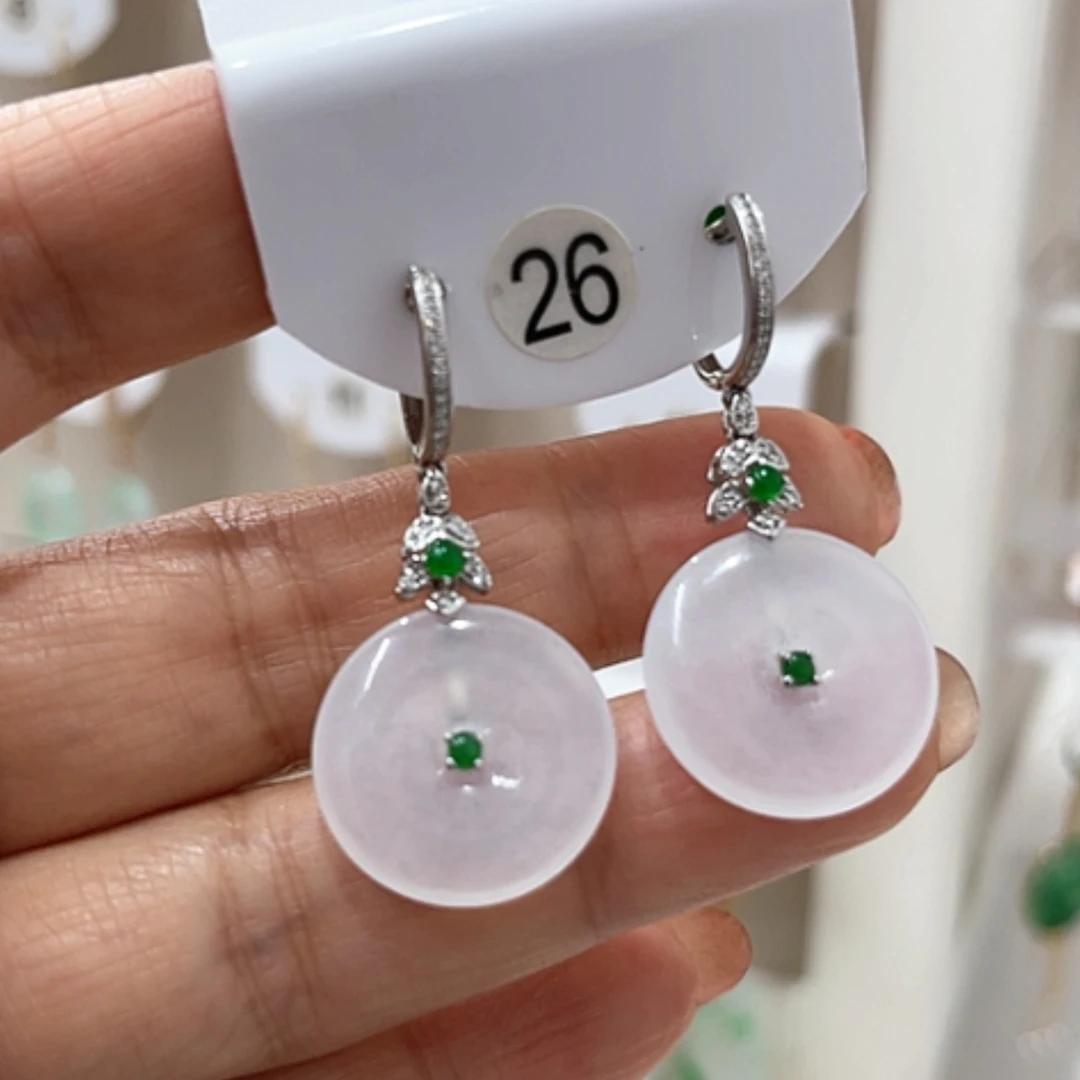 【闪购商品】翡翠耳饰18K金镶嵌翡翠耳坠