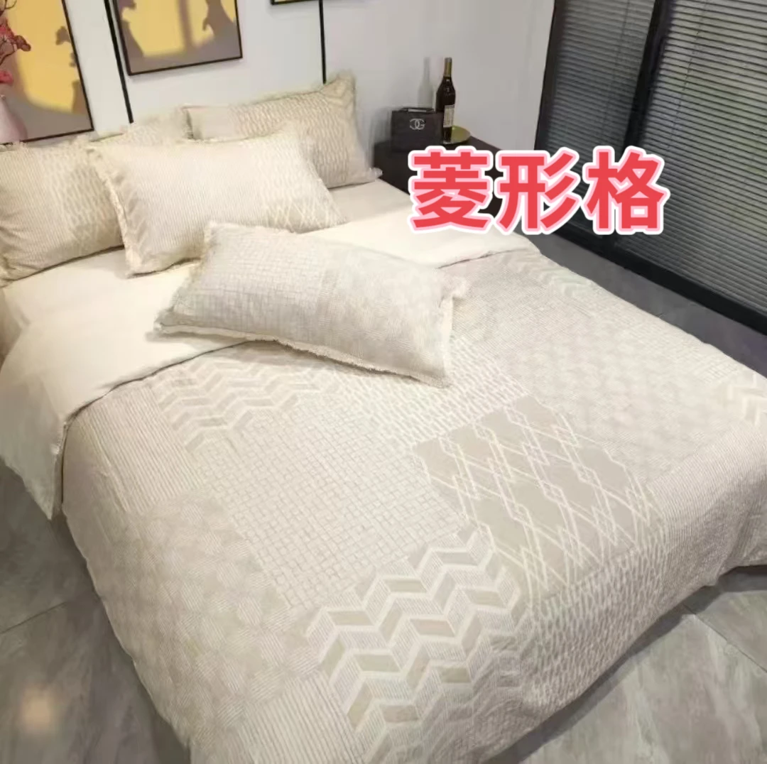 【王厂长】棉麻A类全棉色织大提花双层纱四件套 亲肤柔软纱布