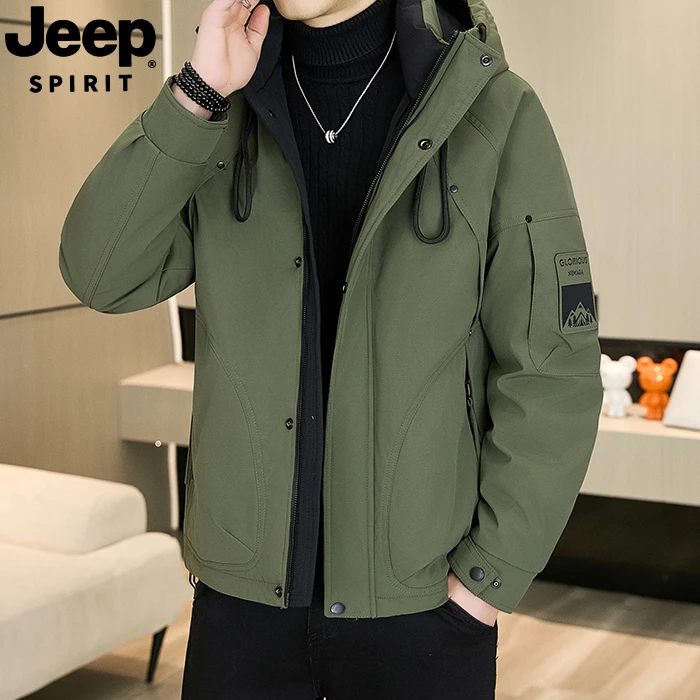 JEEPSPIRIT吉普羽绒服男士冬季新款连帽保暖冬装休闲工装帅气外套