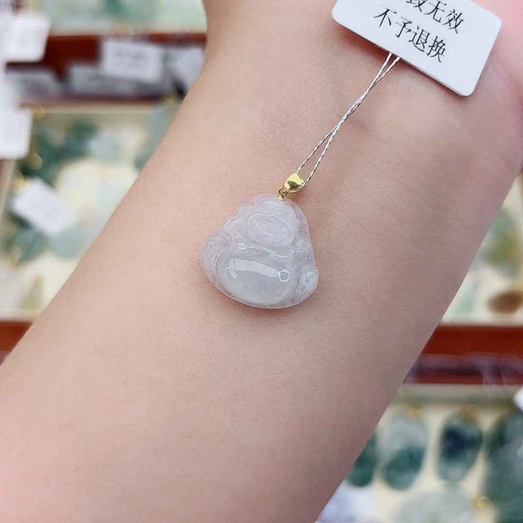 翡翠18K金镶嵌颈饰晚佛公