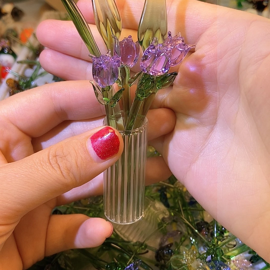 琉璃手工艺品郁金香紫色