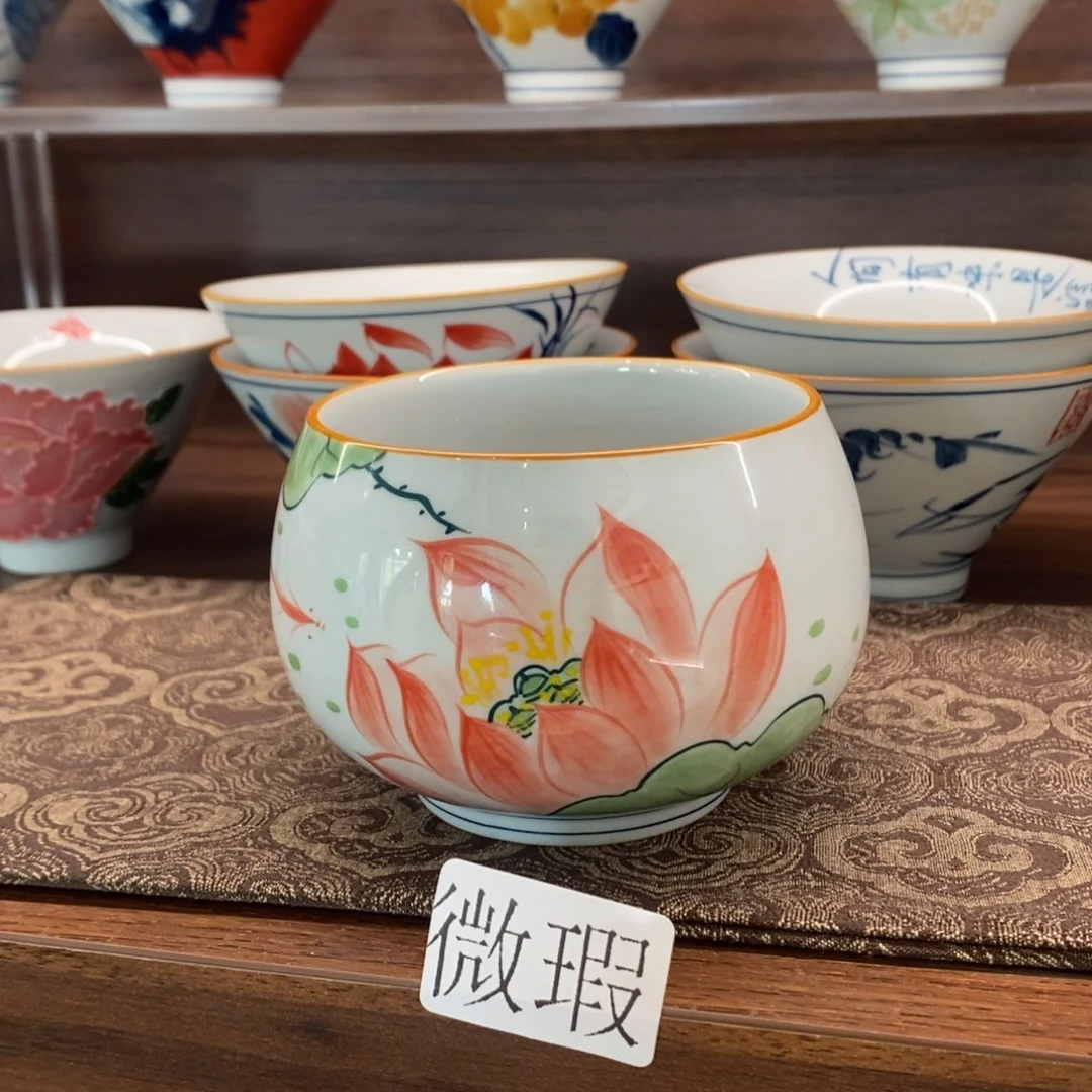 釉下彩老陶泥手工绘制