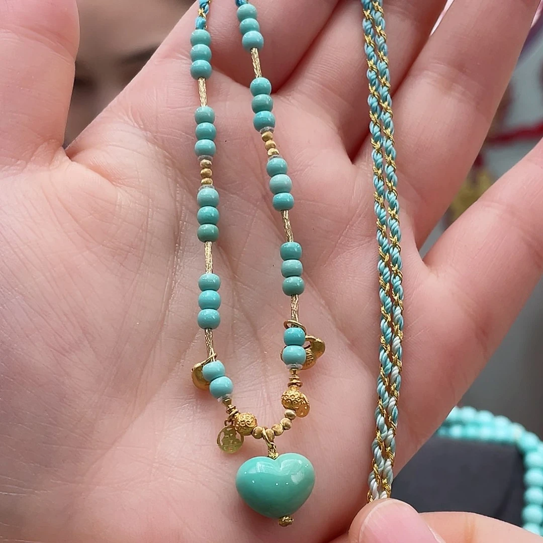 绿松石颈饰18K金镶嵌