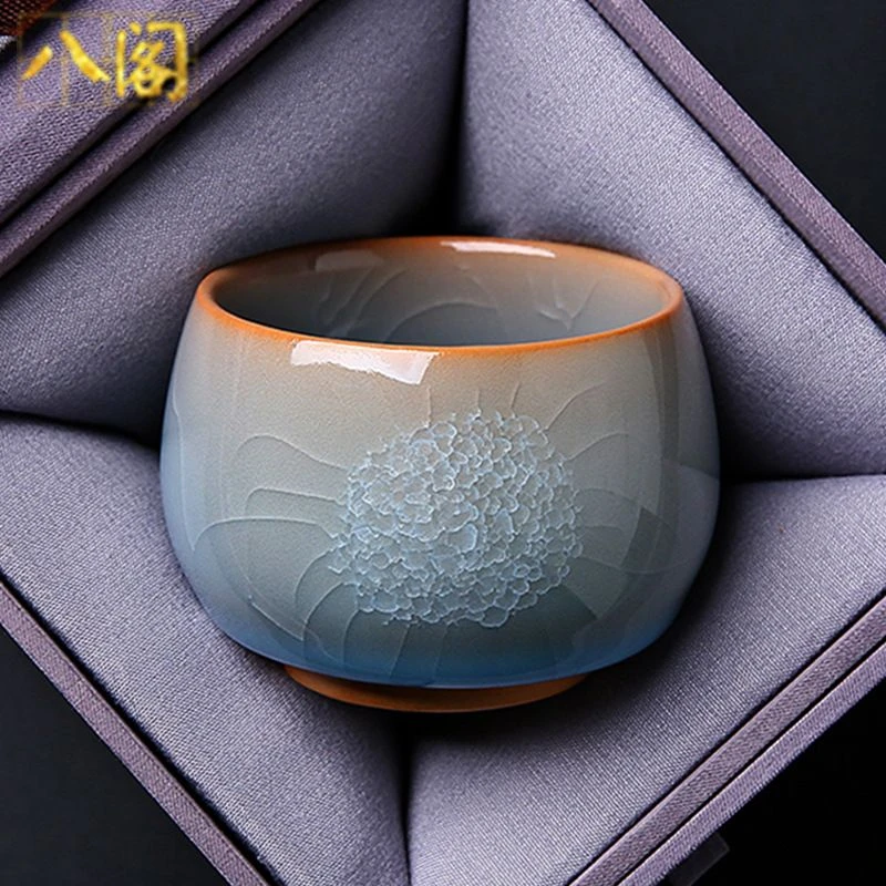 新款开花茶杯主人杯单杯开片高档个人专用陶瓷功夫茶具冰裂纹茶盏