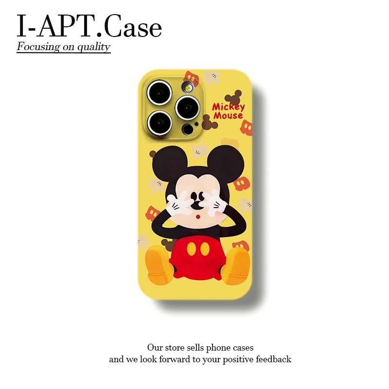 黄底捂眼米奇菲林软壳适用iPhone苹果16手机壳华为oppo小米vivo新