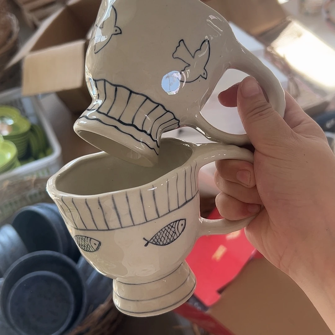 搪瓷微瑕鱼加燕子杯