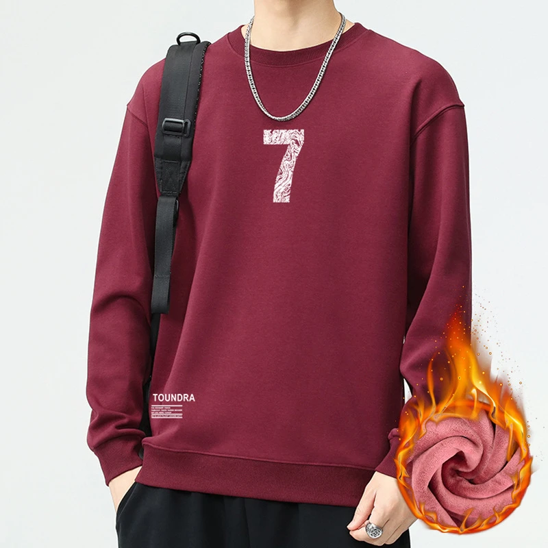 秋季男士大码加绒卫衣宽松2025新款美式重磅圆领潮牌宽松长袖上衣