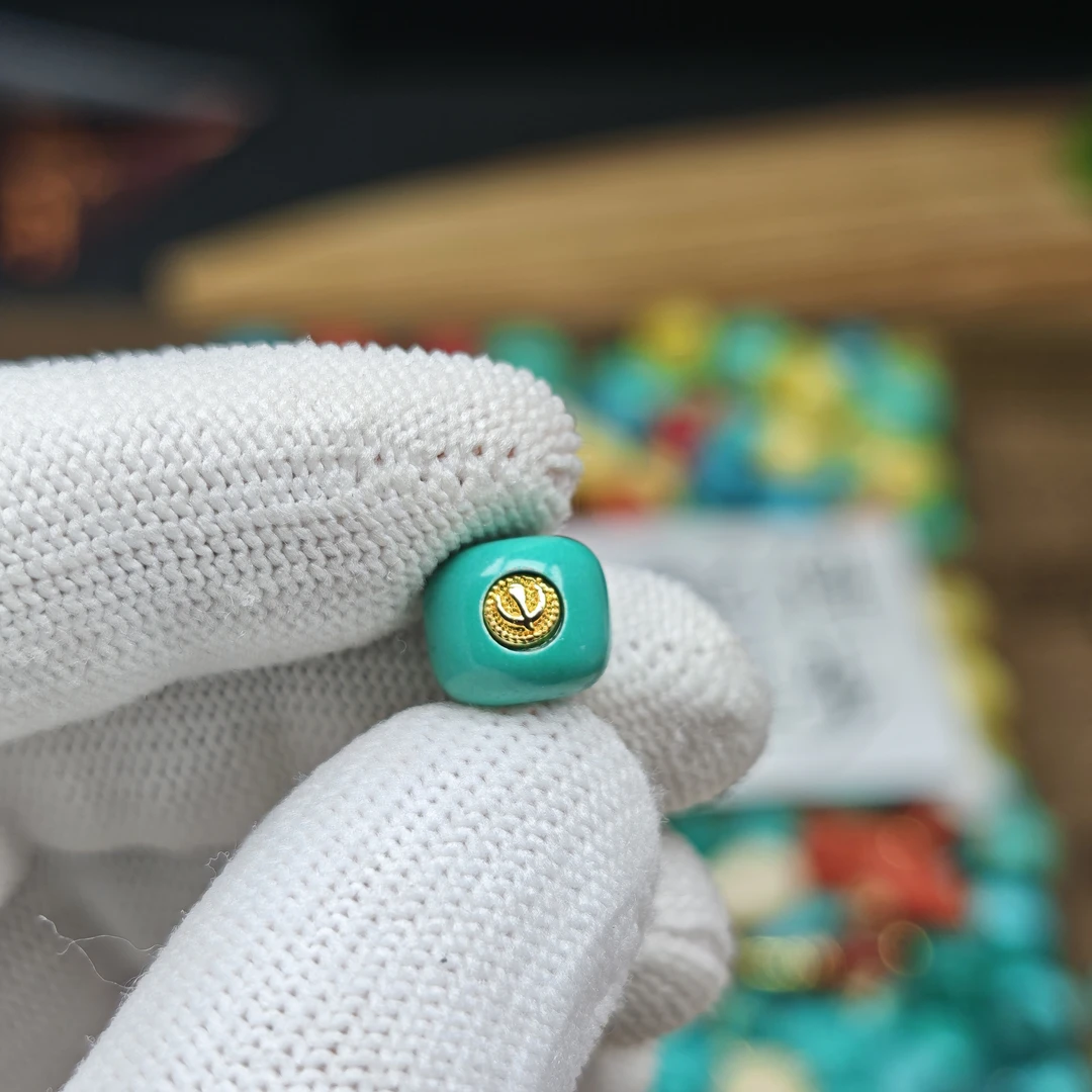 【A16】10x8mm老型珠高瓷绿满工精雕散珠文玩顶珠配珠配饰手串配件