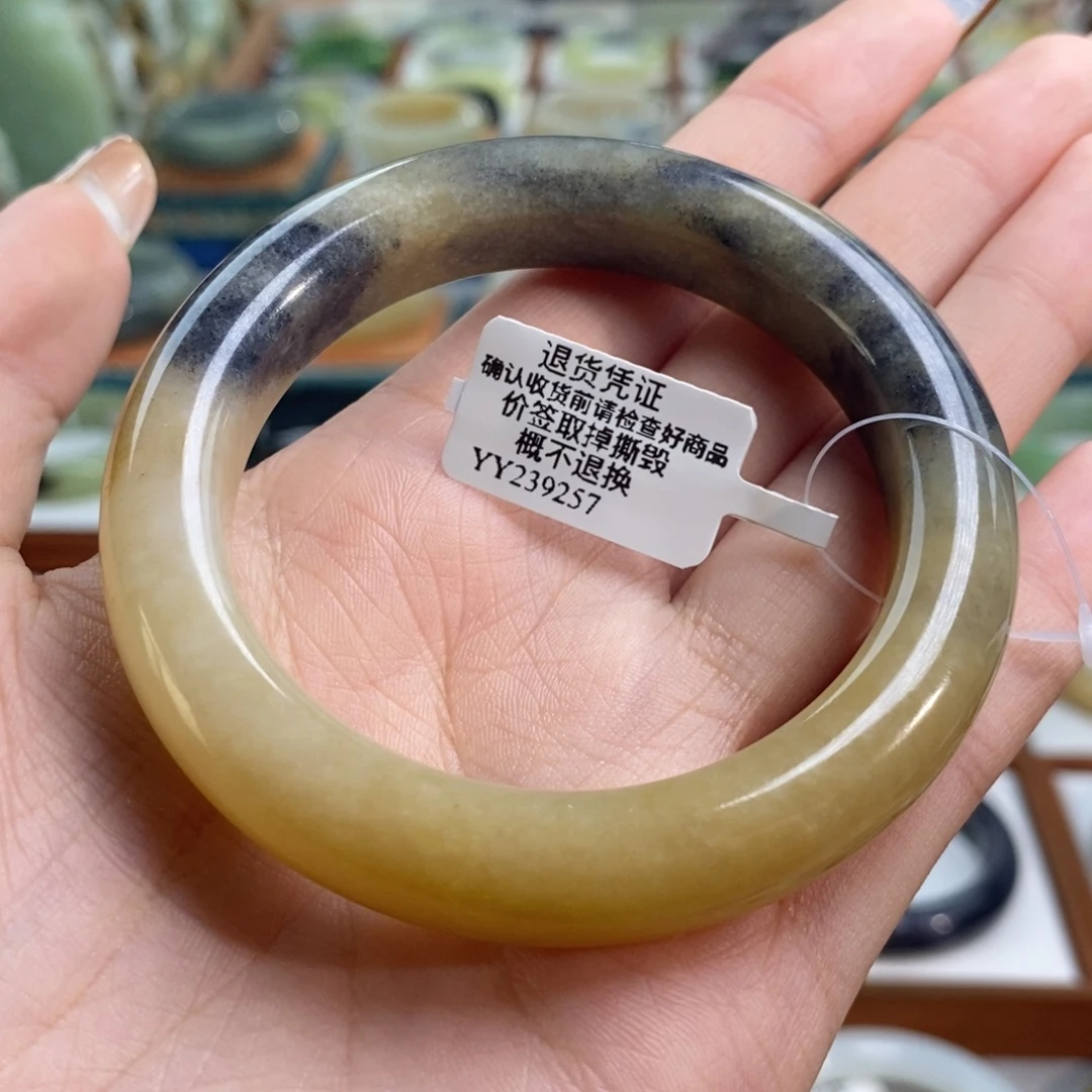 和田玉未镶嵌手镯糖青花55/56