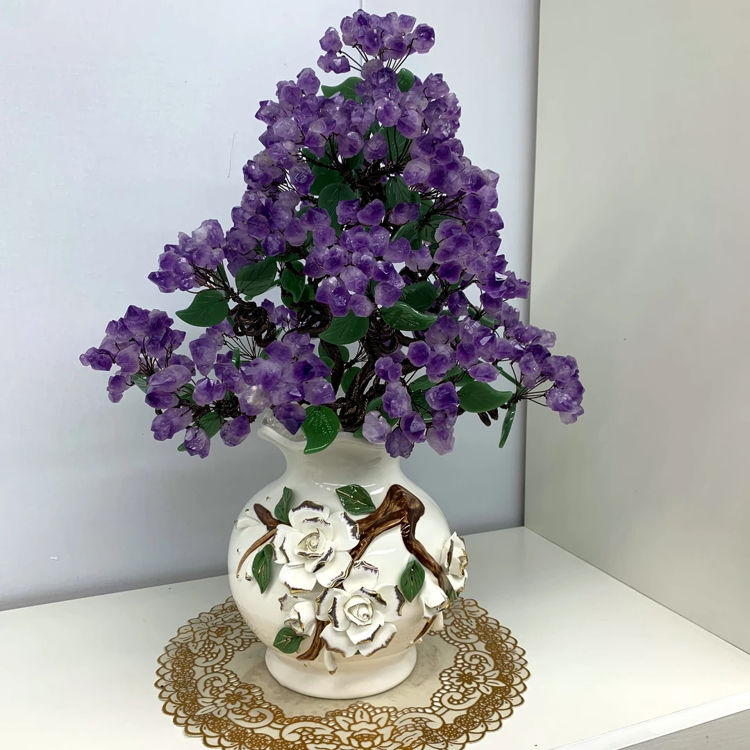【晶之运】紫水晶摆件牡丹花家居客厅玄关轻奢装饰桌面创意摆设