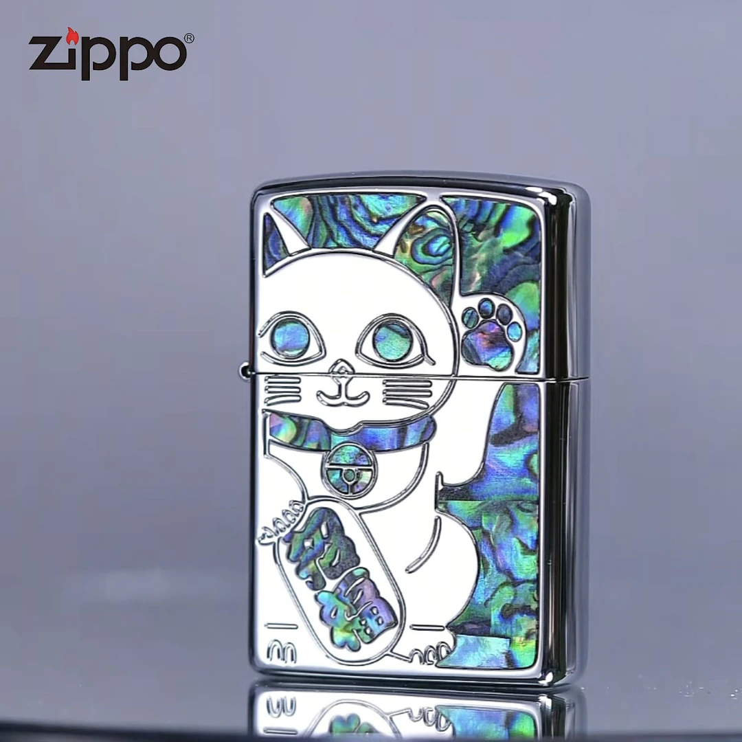 ZIPPO 打火机正品 205银色彩贝猫DY9902US 0568【大白专属】