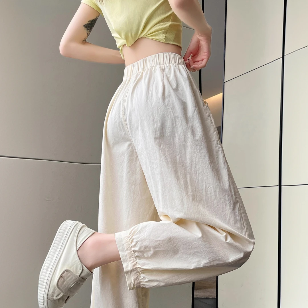 大码胖mm哈伦裤子女2025夏季新款高腰宽松显瘦萝卜九分束脚灯笼裤