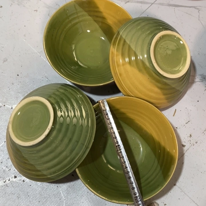 瓷片五厂三色面碗四个微瑕疵